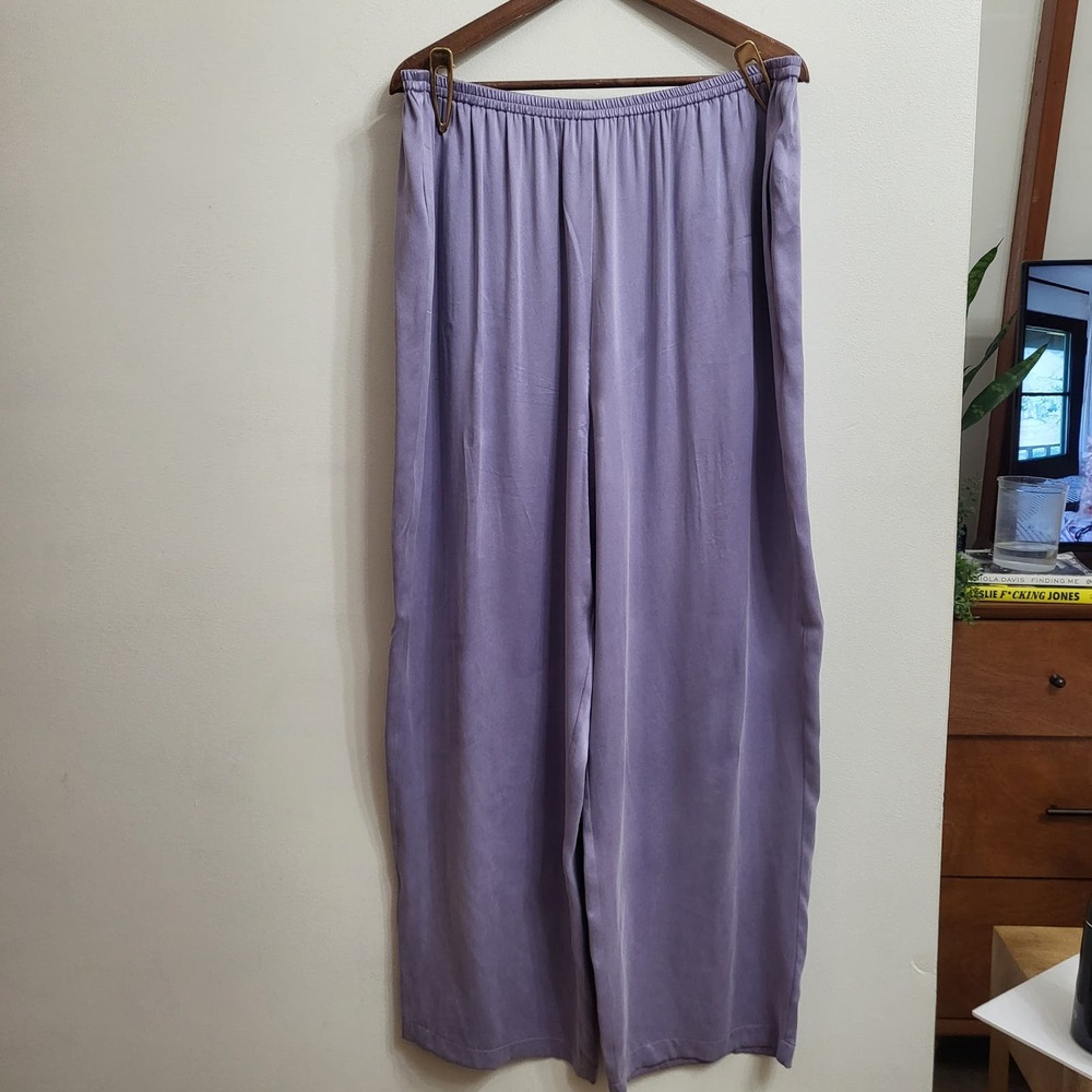Eileen Fisher Lilac Wide-Leg Cropped Pants